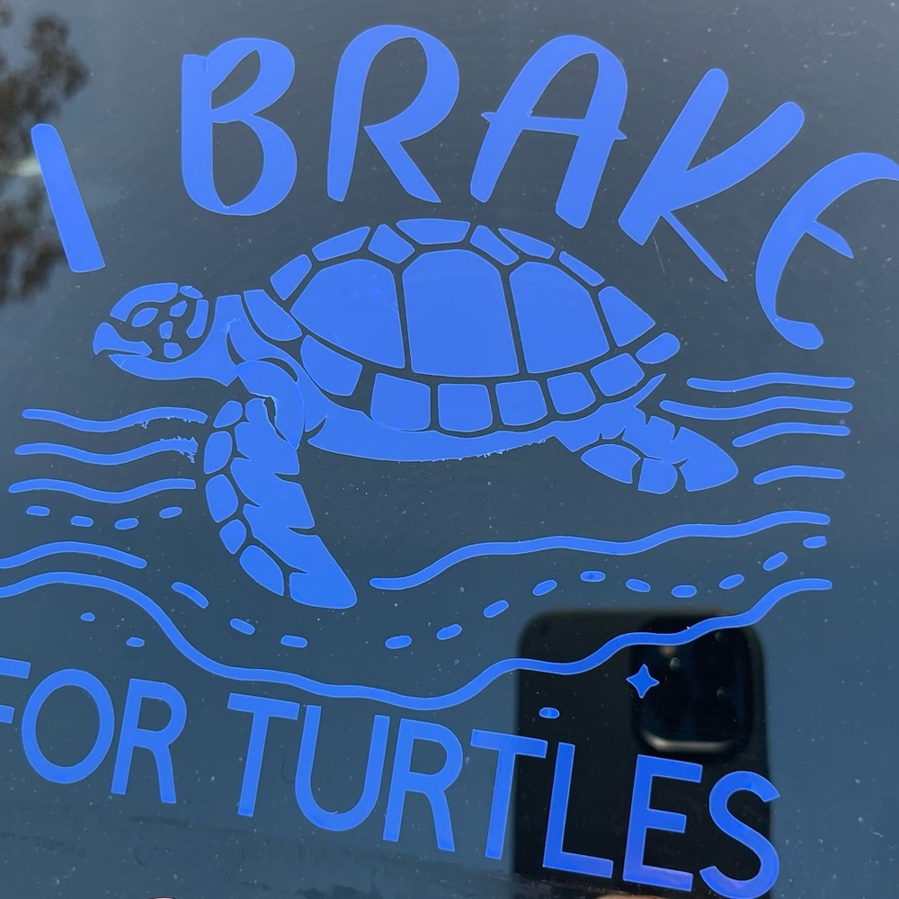 I Brake for Turtles Car Vinyl Decal 7 inch